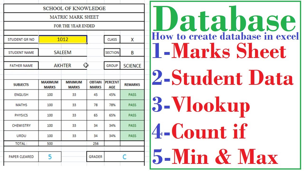 create database with excel